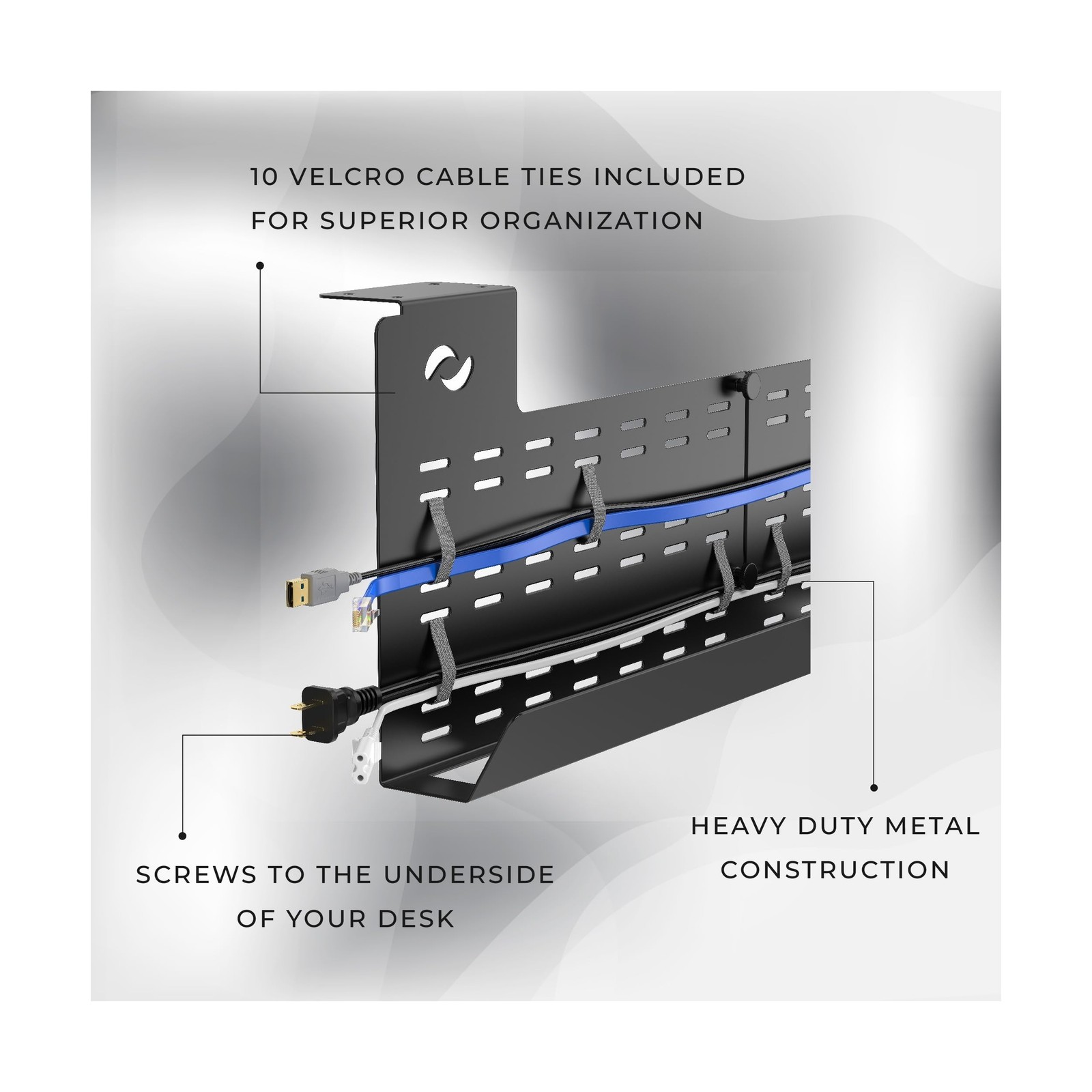 HumanCentric Under Desk Cable Management Tray and Computer Cord Raceway, Unde...