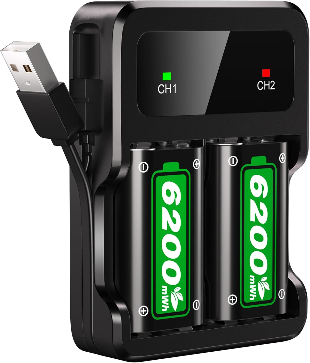 Ukor Fast Charging 2X6200Mwh Rechargeable Battery Packs with Charger for Xbox On