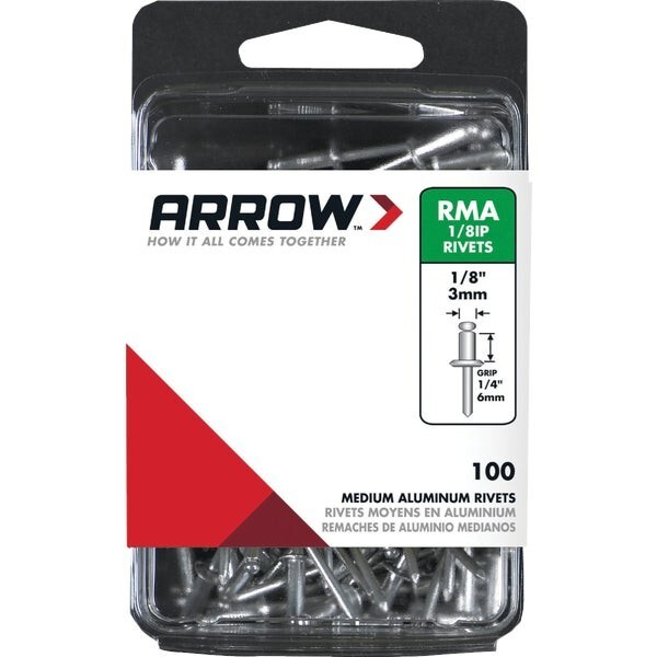 (4-100/pk)-Arrow 1/8" x 1/4" Aluminum Rivet metal, aluminum, fabrics. RMA1/8IP