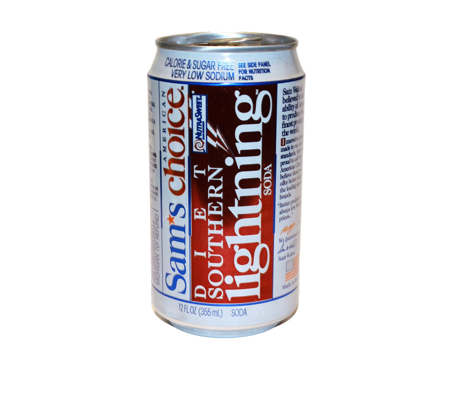 Diet Southern Lightning Soda Can c1990s Sams Choice