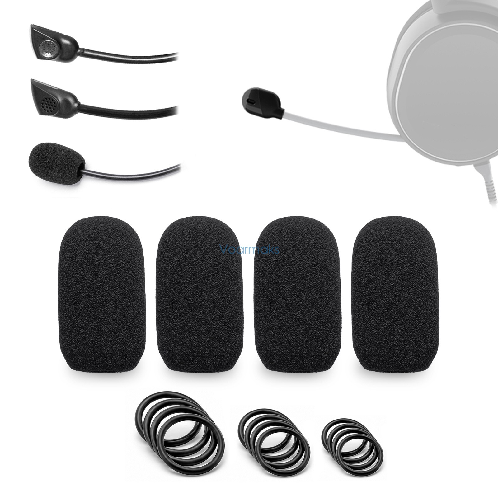 4 Mic Foam Covers+12 O-Ring for Steelseries Arctis 1,3,5,7,7+,7P,7P+,7X,7X+,9X,9