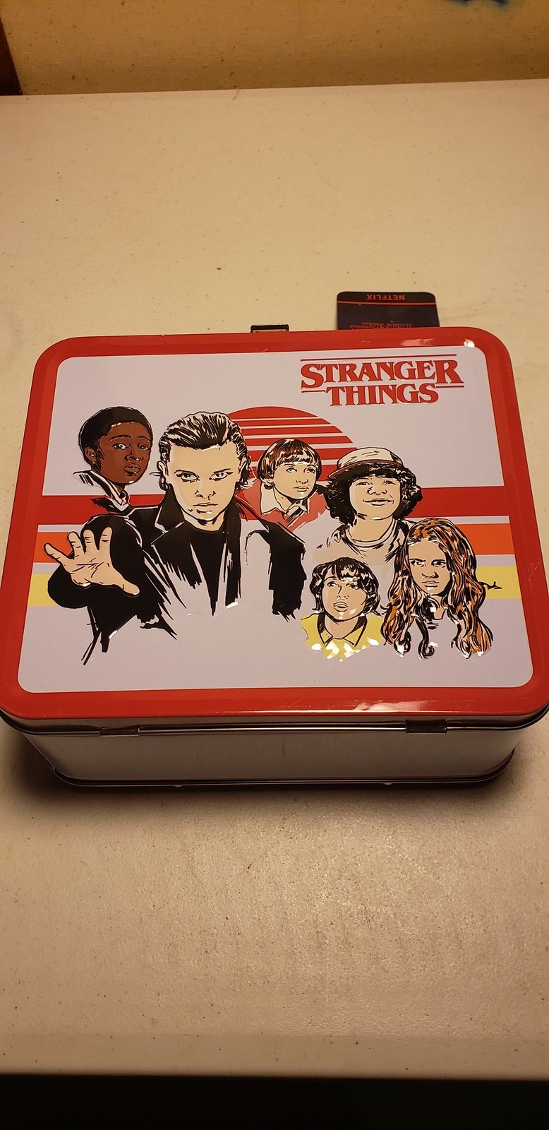 Stranger Things Collectors Metal Lunch Box White Netflix D13 - Very Good