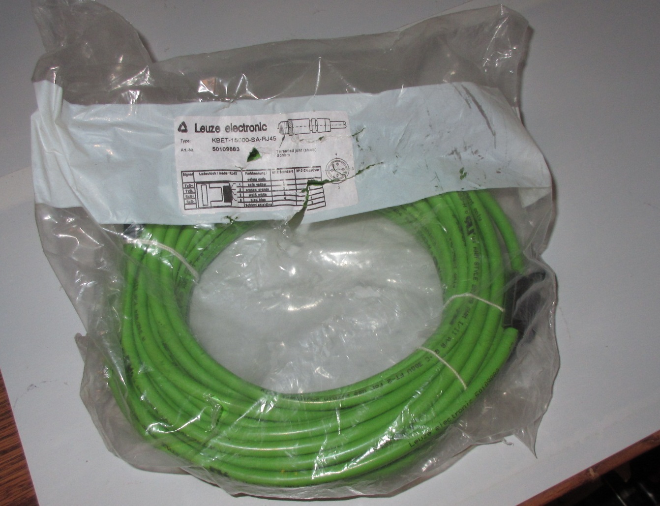 Leuze Electronic KBET-15000-SA-RJ45 Interconnection Cable 50109883 NEW Package
