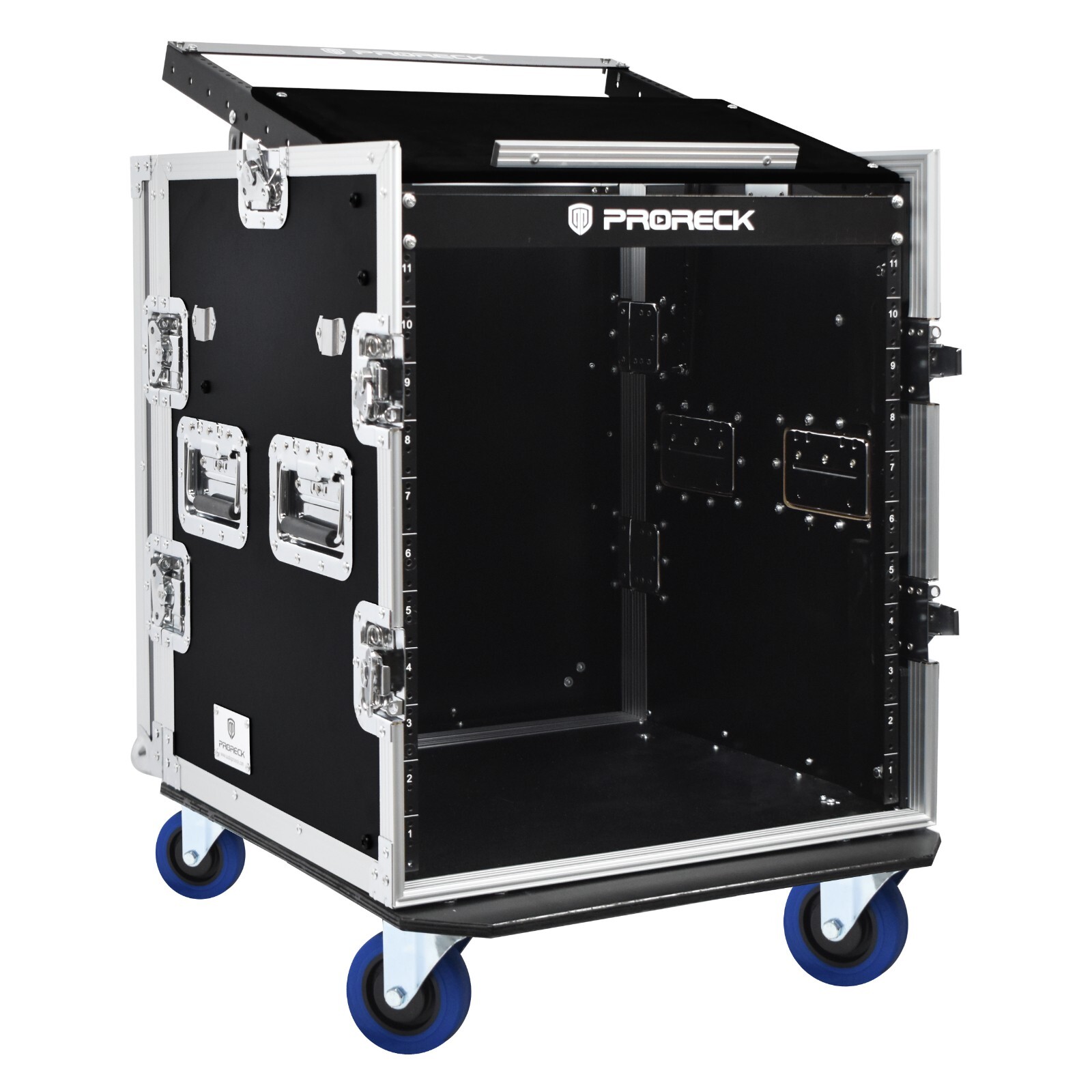Proreck 12U Rack Case With Slant Mixer Top, 20'' Depth, side table