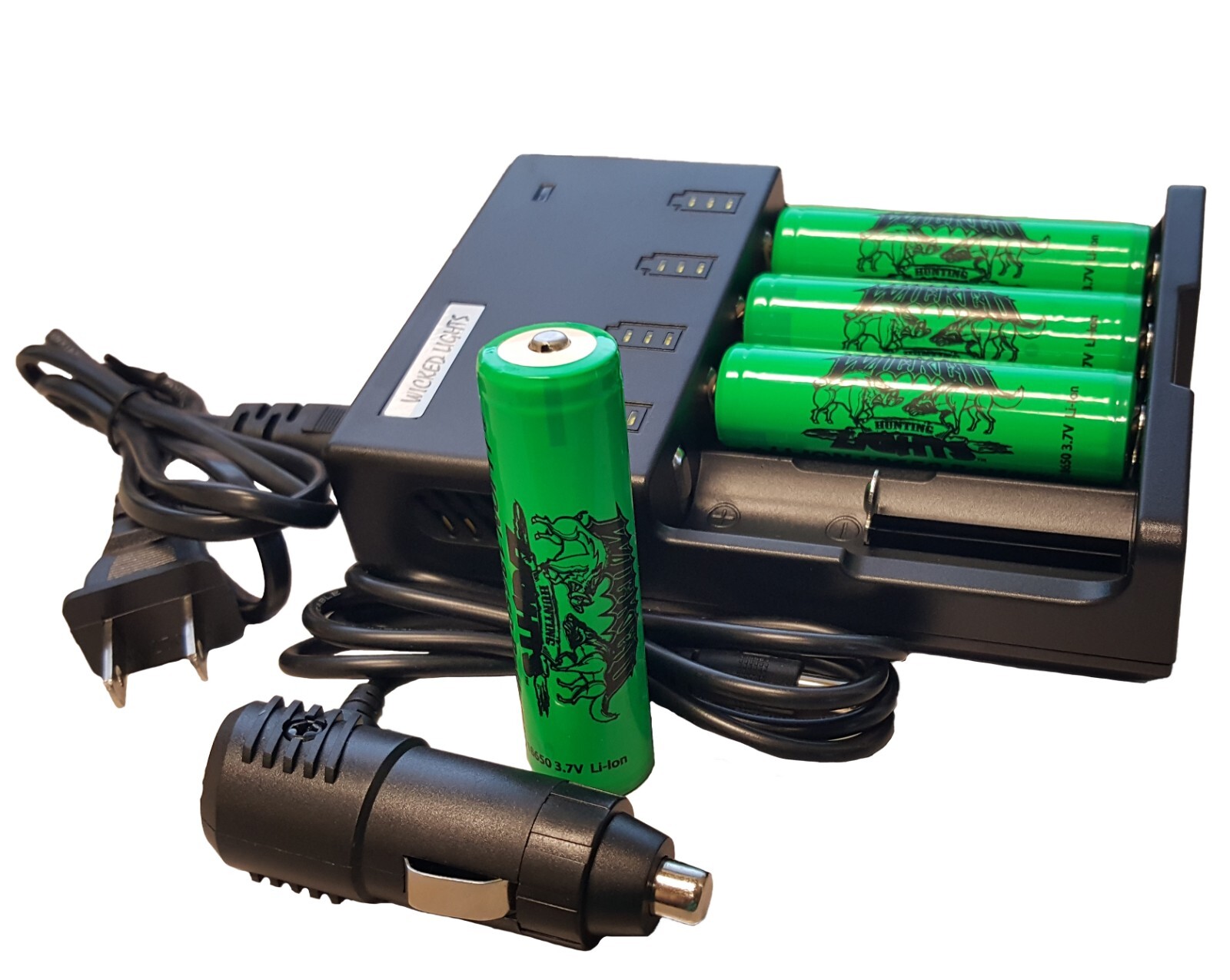Wicked Lights 18650 4-Position Charger Kit with 4 18650 Batteries W2046