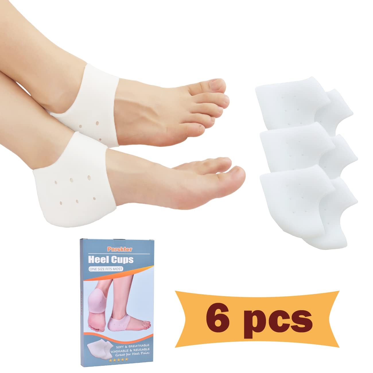 3 Pairs Plantar Fasciitis Gel Heel Protectors Pain Relief Cushions for Men & ...