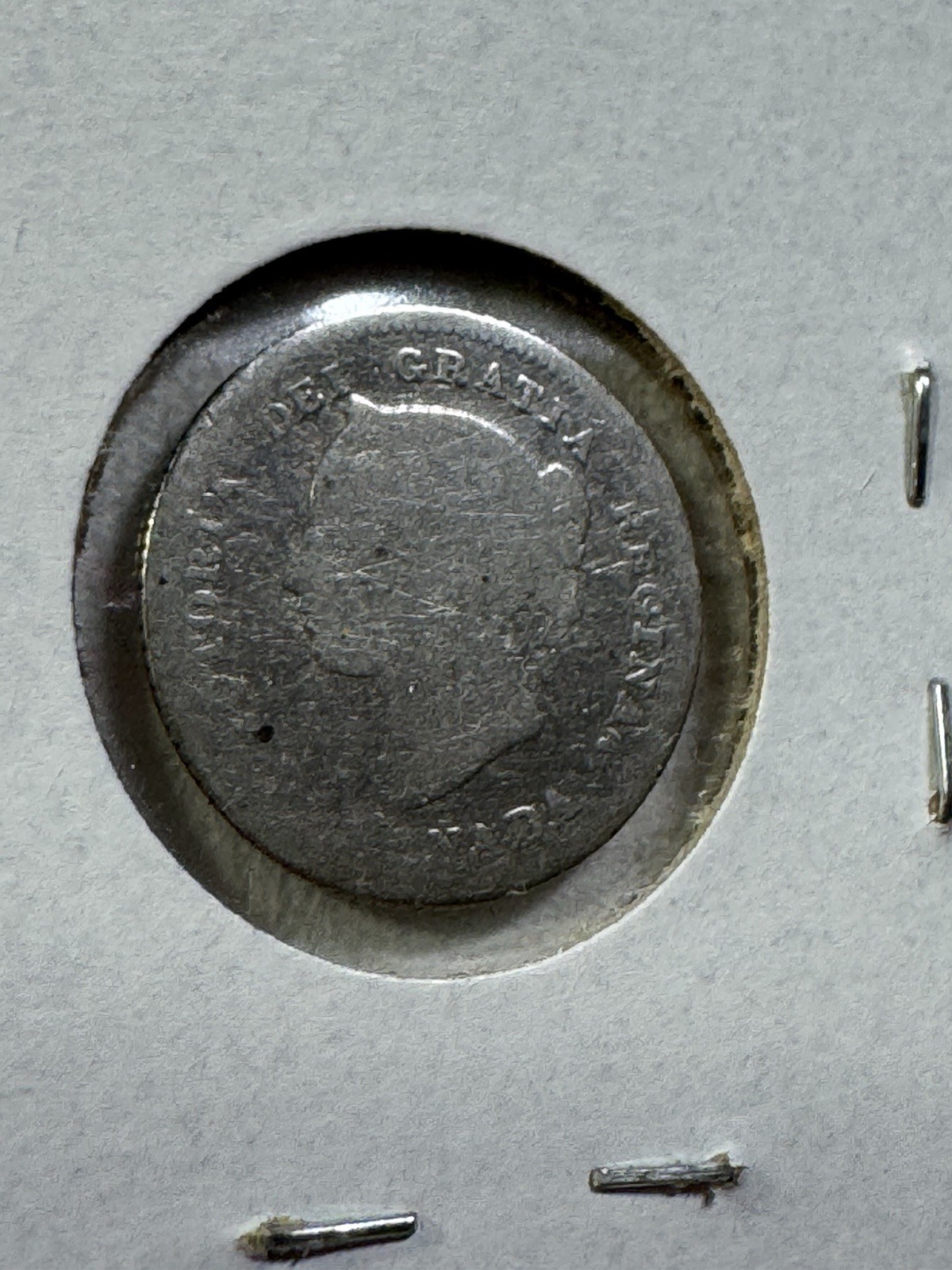 1880-H Canada 5 Cents Small Silver Coin Cleaned