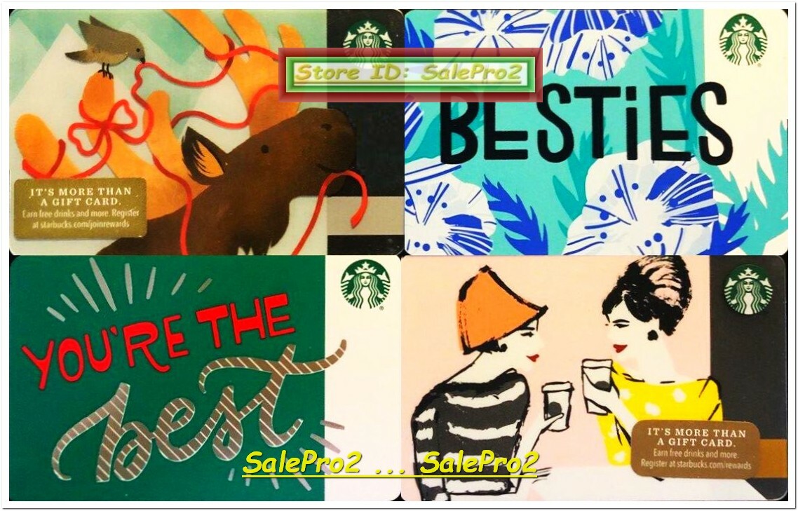 4x STARBUCKS YOU'RE THE BEST CHRISTMAS MOOSE BESTIES COLLECTIBLE GIFT CARD LOT