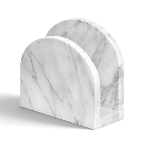 Marble Napkin Holder for Table, White Upright Napkin Holders for Paper,