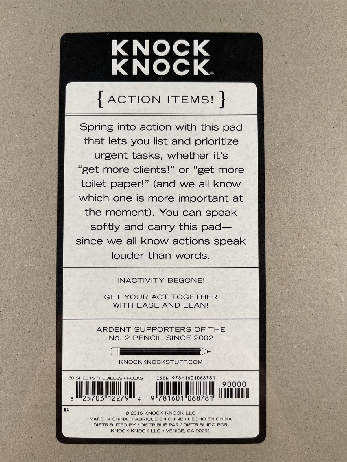 KNOCK KNOCK ACTION ITEMS 60 Sheet Pad 6”x9” NEW