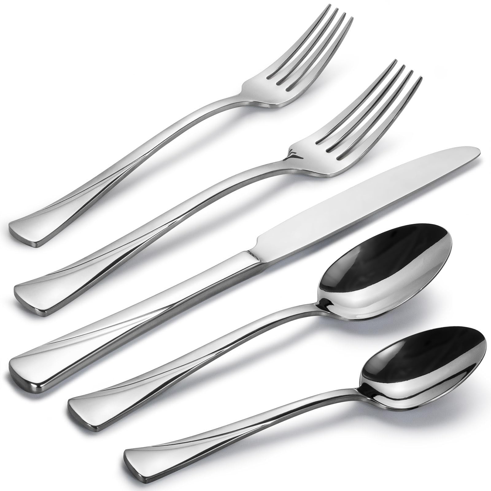 Alata Alice 40-Piece Silverware Set Stainless Steel Flatware Set,Service for ...