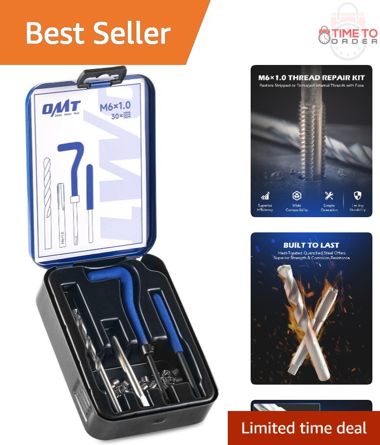 Helicoil Thread Repair Kit M6x1.0 Steel Inserts Drill Bits Tool Set for Inter...