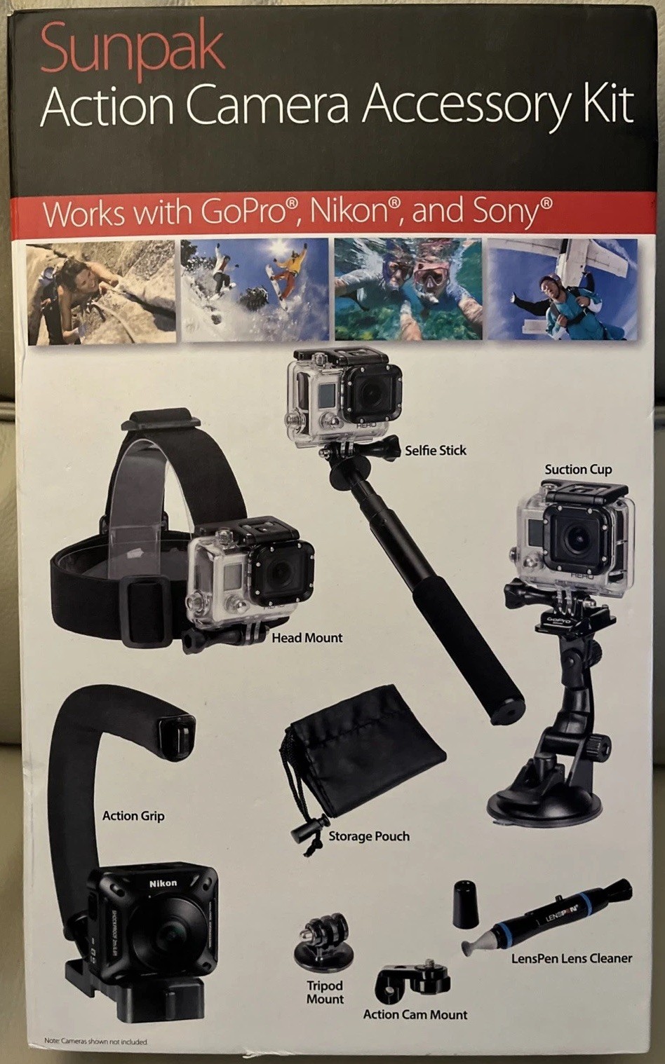 Sunpak Action Camera Accessory Kit for GoPro Nikon Sony, 6-Piece Kit