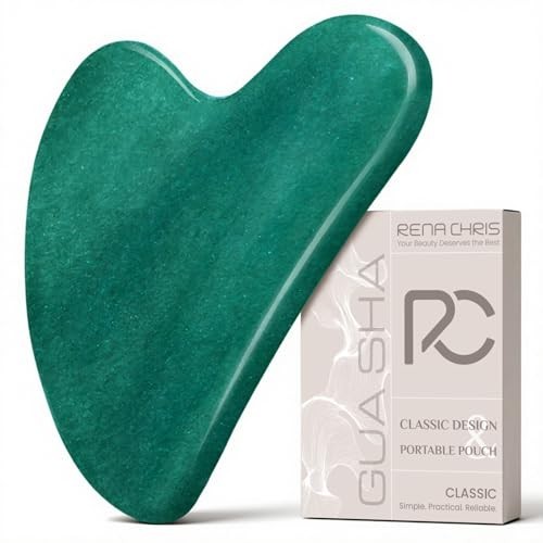 Gua Sha Facial Tools: Natural Jade Stone Guasha Tool for Face Acupuncture Therap