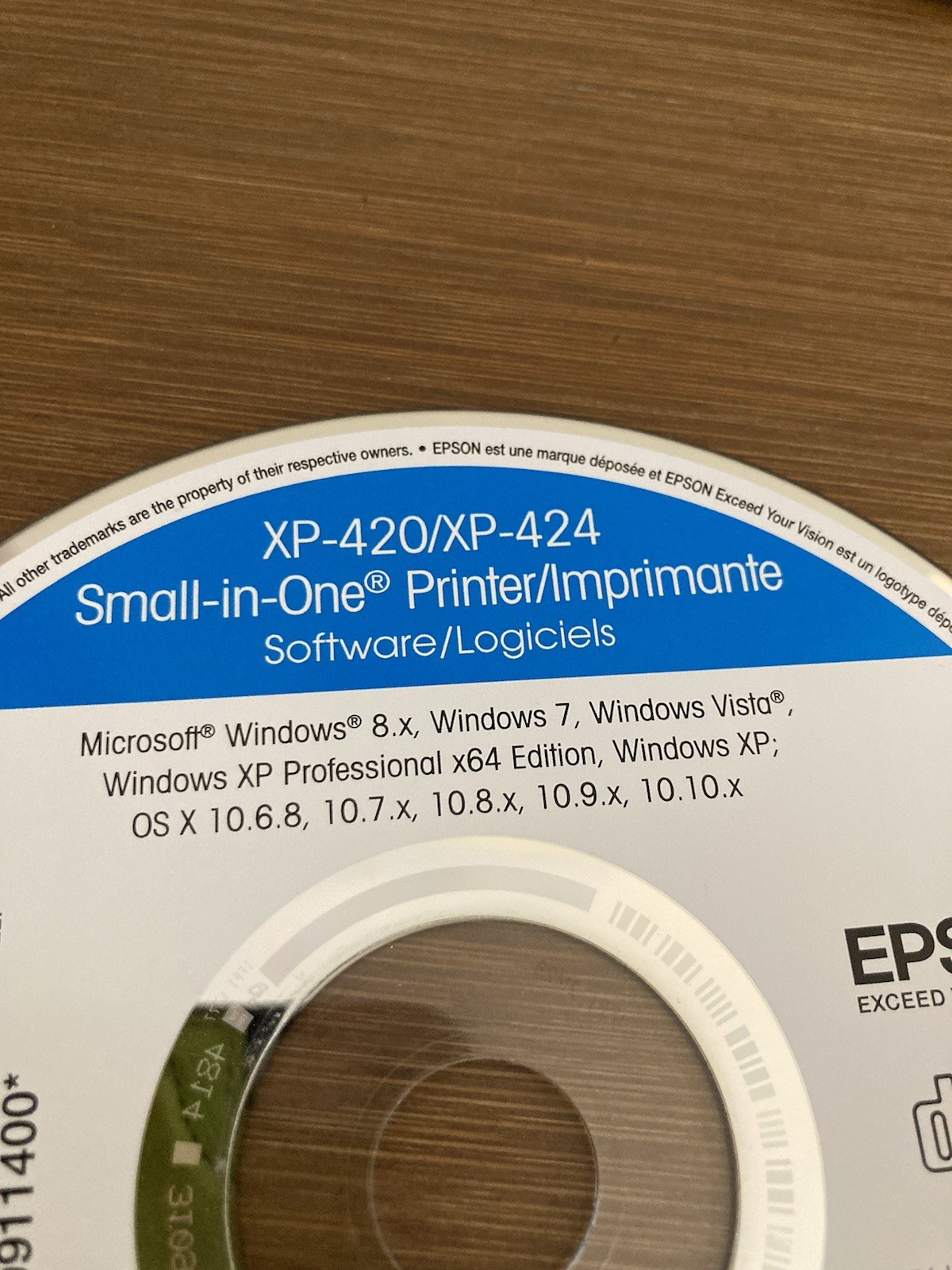 Original Epson Expression Home XP-420 XP-424 Driver Installation Disc Mac Window