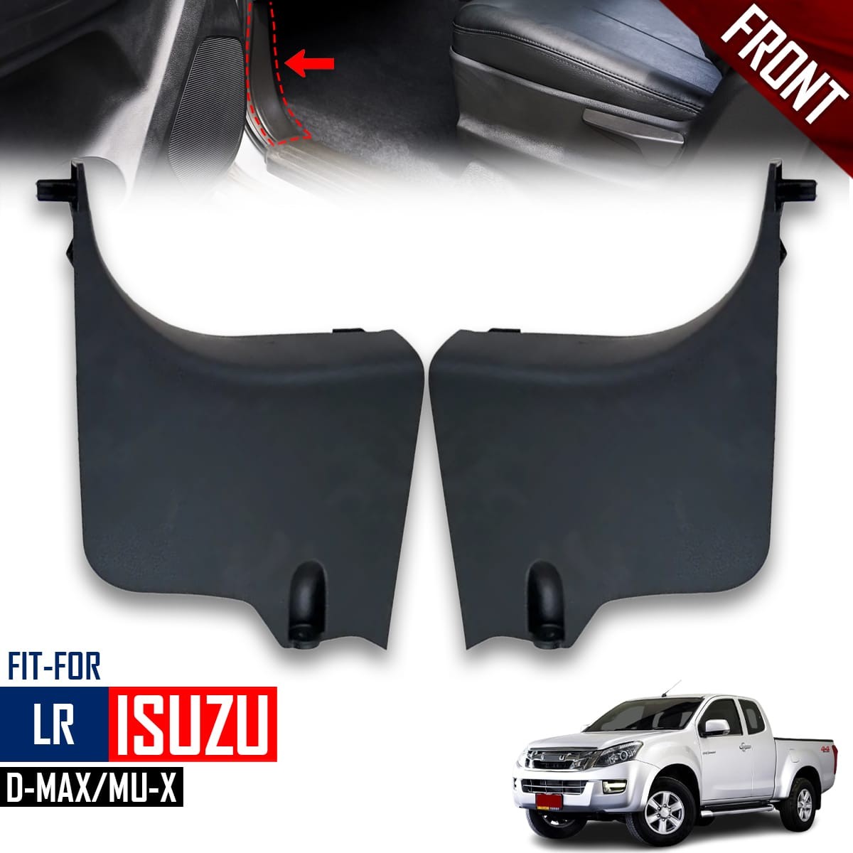 LR Lower Front Pillar Plastic Cover Black For Isuzu D-max Mu-x 2012-2018