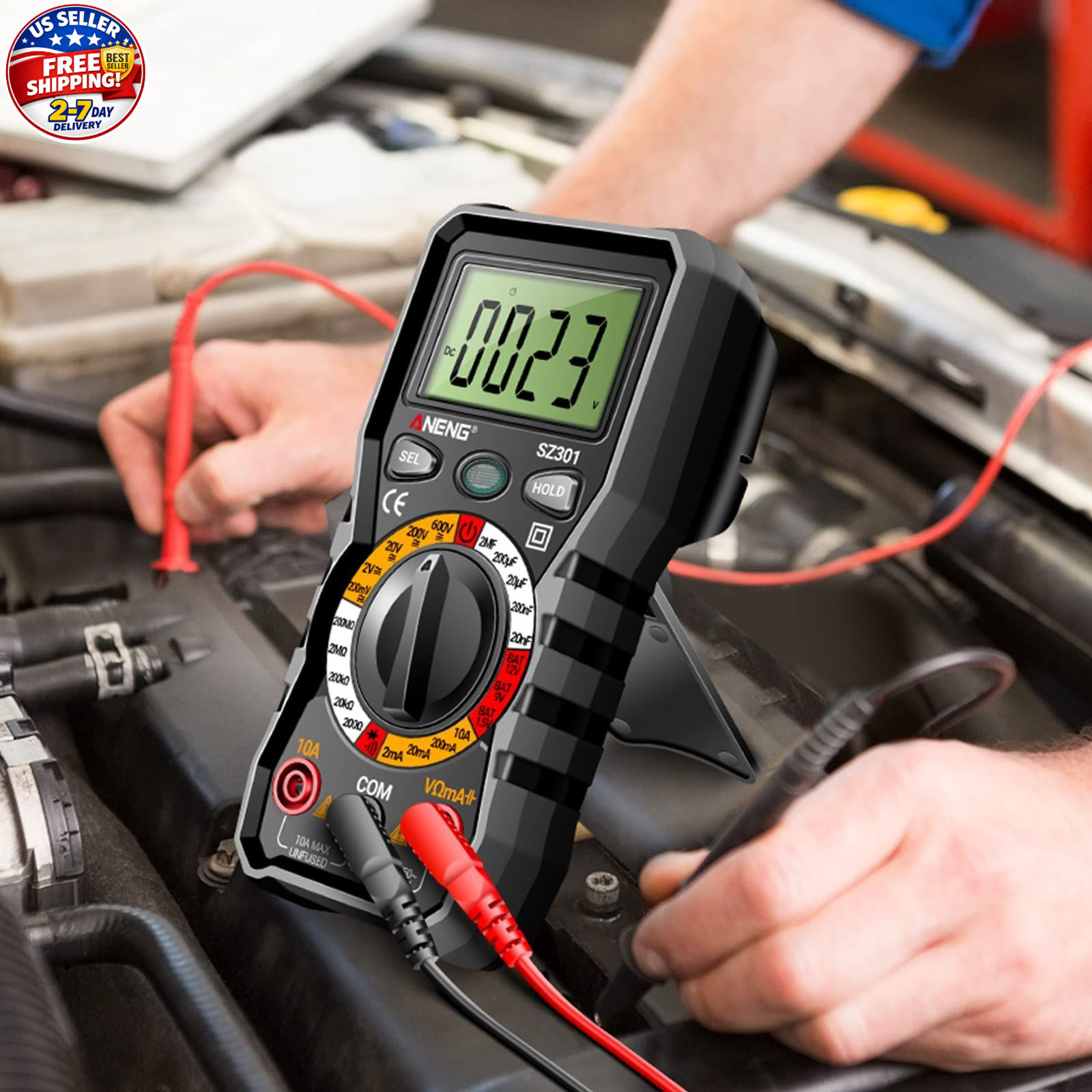 Digital Multimeter with Case,DC AC Voltmeter,Ohm Volt Amp Meter,Measures Voltage
