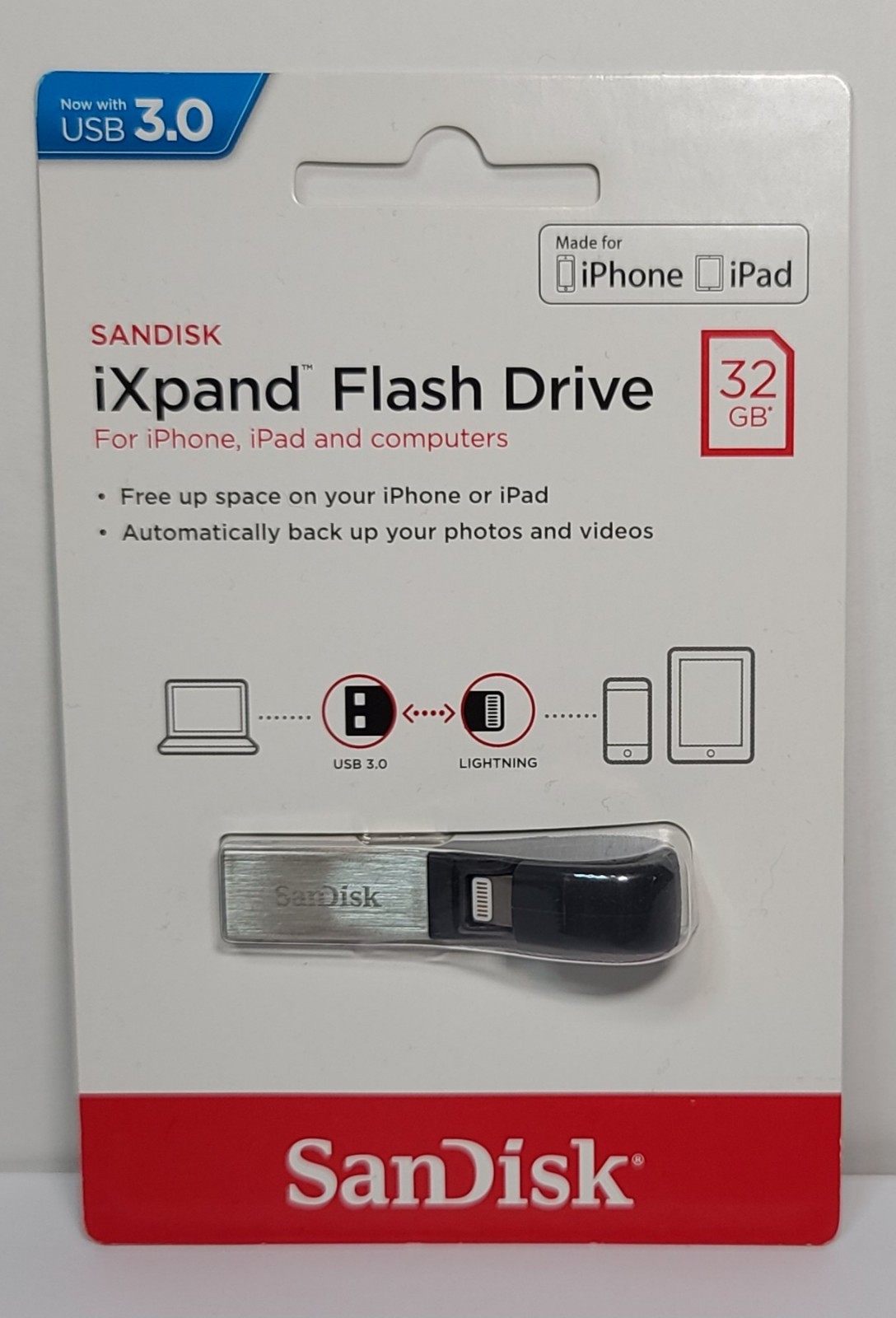 SanDisk iXpand 32GB USB 3.0 + Lightning Flash Drive iPhone/iPad/PC SDIX30C