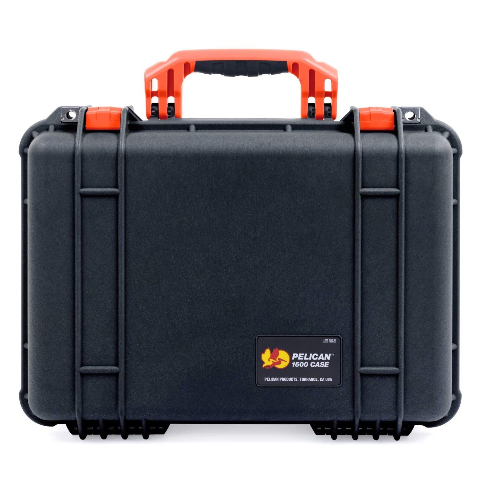 Black and Orange Pelican 1500 case with dividers.