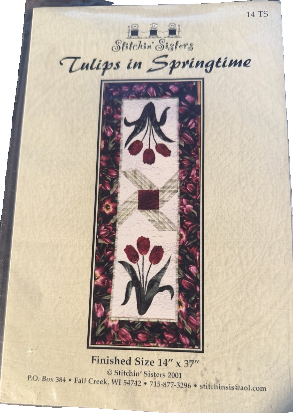 Stitchin' Sisters pattern 14TS Tulips in Springtime 14" x 37" uncut
