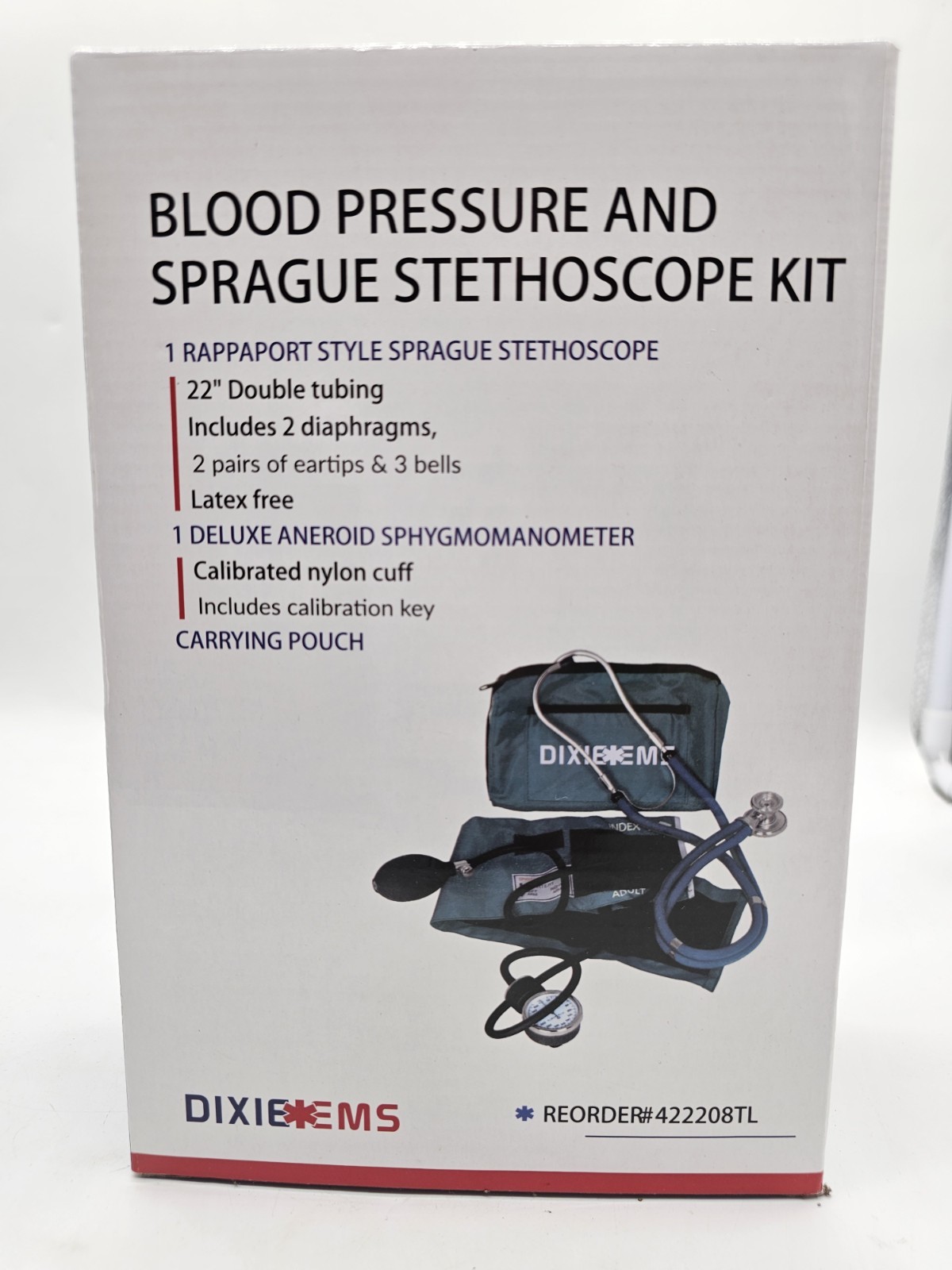 Dixie EMS Blood Pressure and Sprague Stethoscope Kit Black