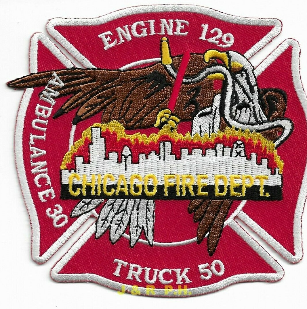 *NEW* Chicago Engine-129 / Truck-50 / Amb.-30, Illinois (4.5" x 4.5") fire patch