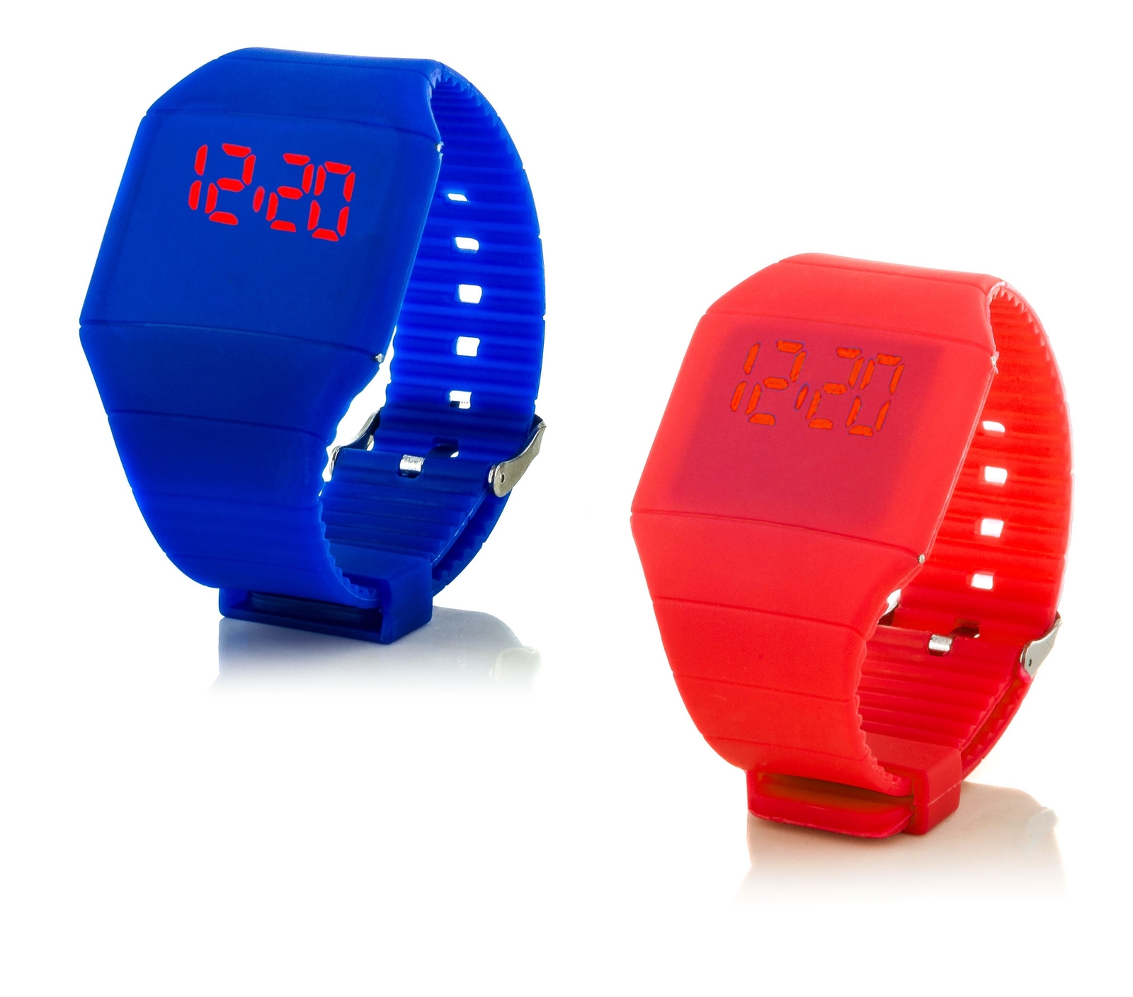 2x Digital Silicone LED Strap Watch Wristwatch Watch Unisex Sport Fitness B&R