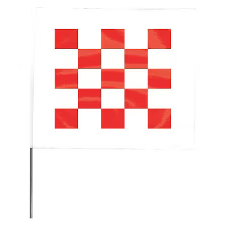 Marking Flag, Vinyl, 30" Wire Staff, Checkered, 30" L., 100 Pk, 4530Rw28544-200
