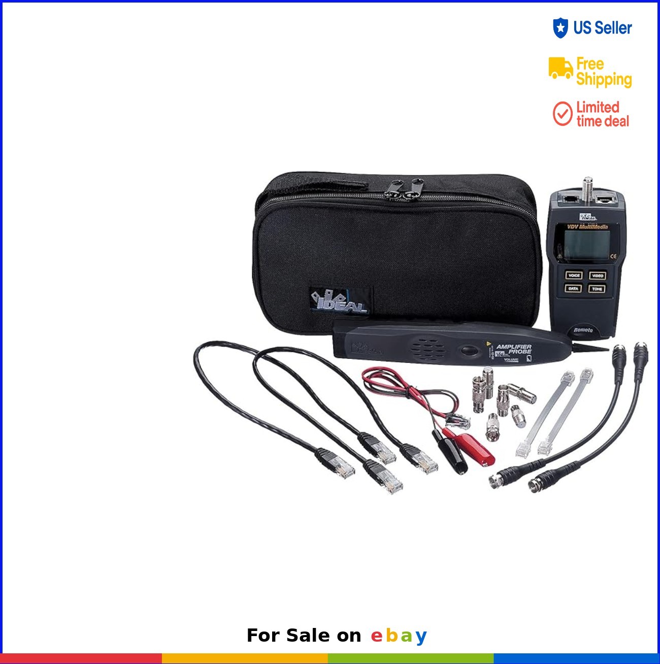 VDT Cable Tester Kit for CAT3 CAT5 CAT6 Coax RJ45 RJ11 Tone Generator Probe