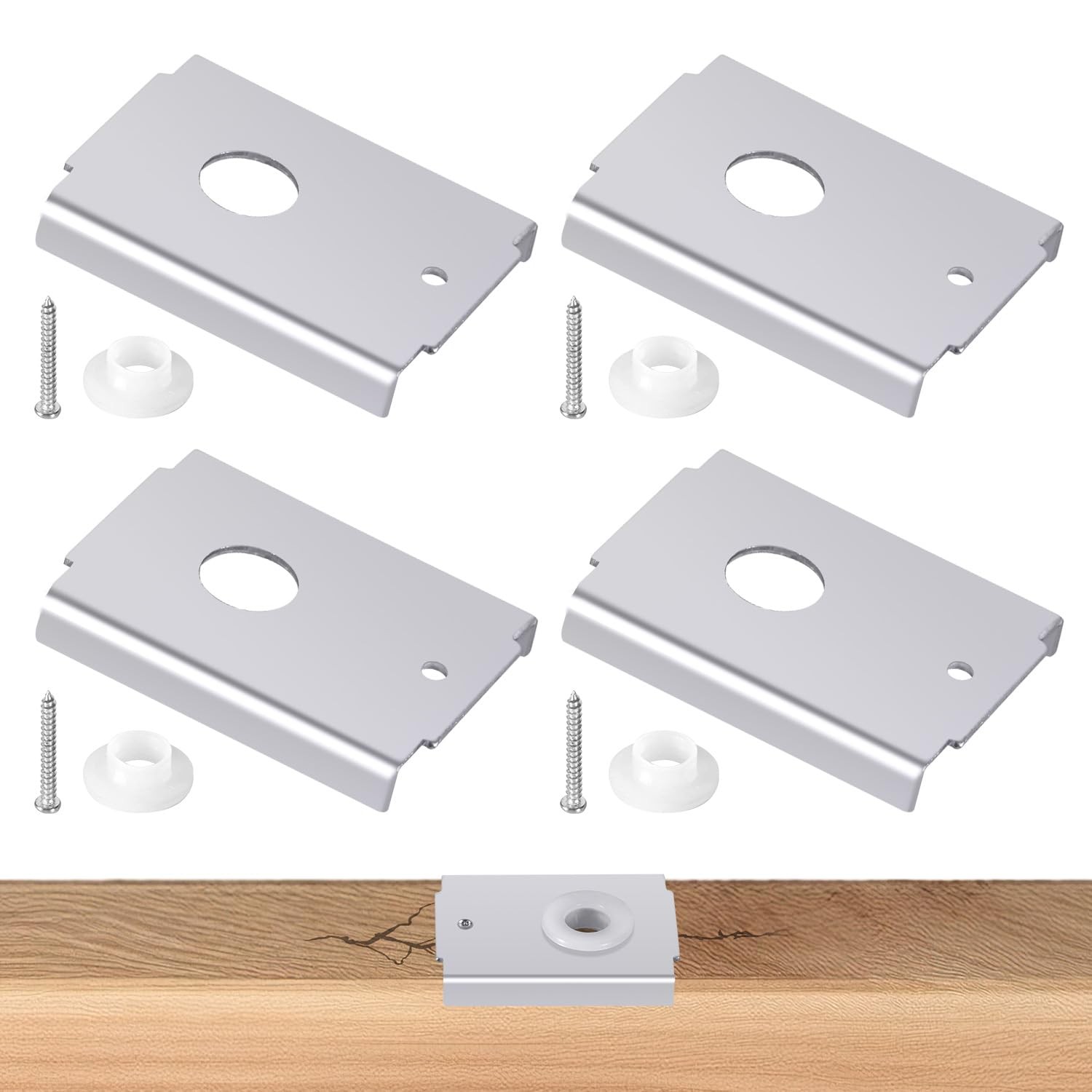 Mirfane 4-Pack N7192 Bi-Fold Door Repair Bracket Kit, Top or Bottom Silver