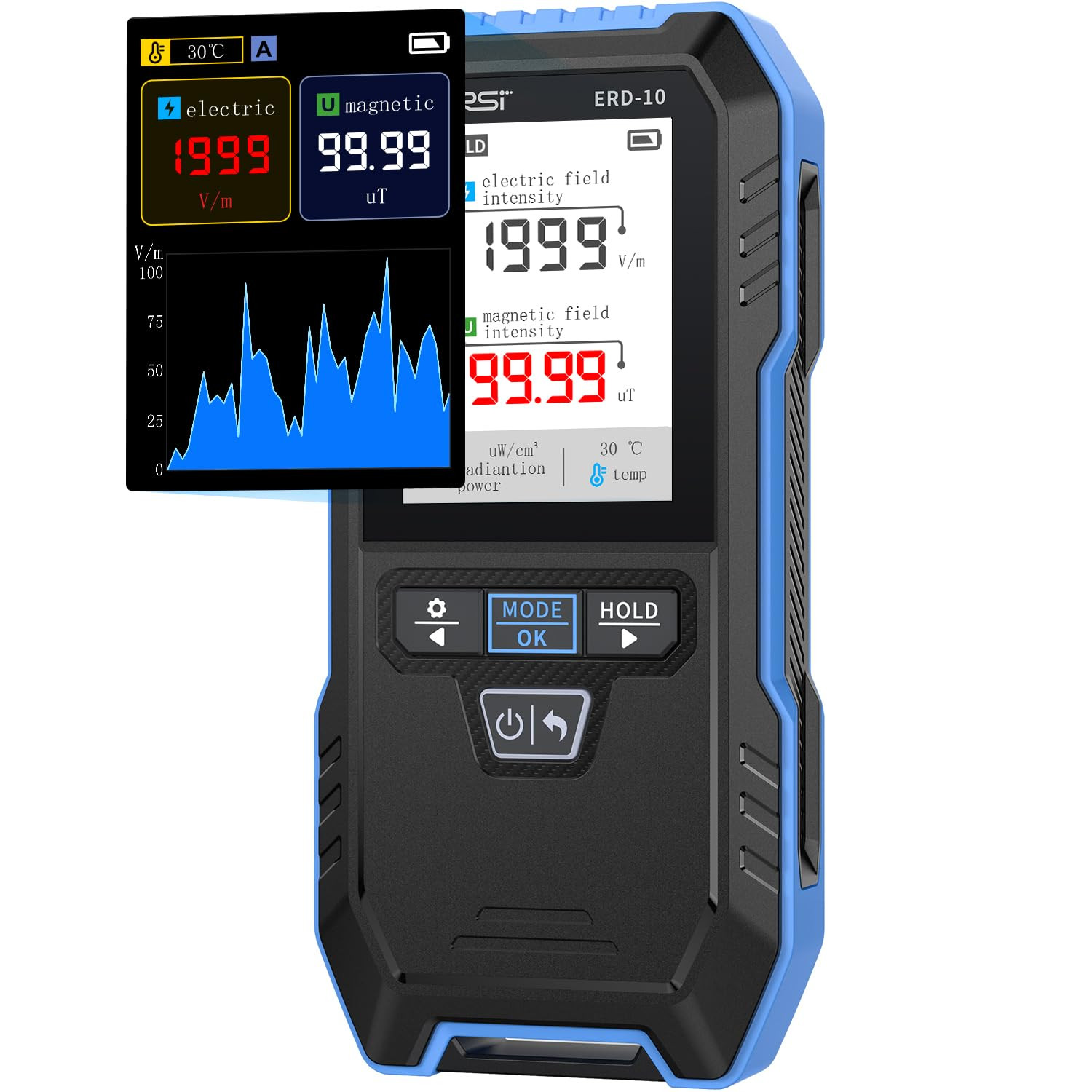ERD-10 4-in-1 EMF Detector, Curve Display EMF Radiation Meter | Rechargeable EMF
