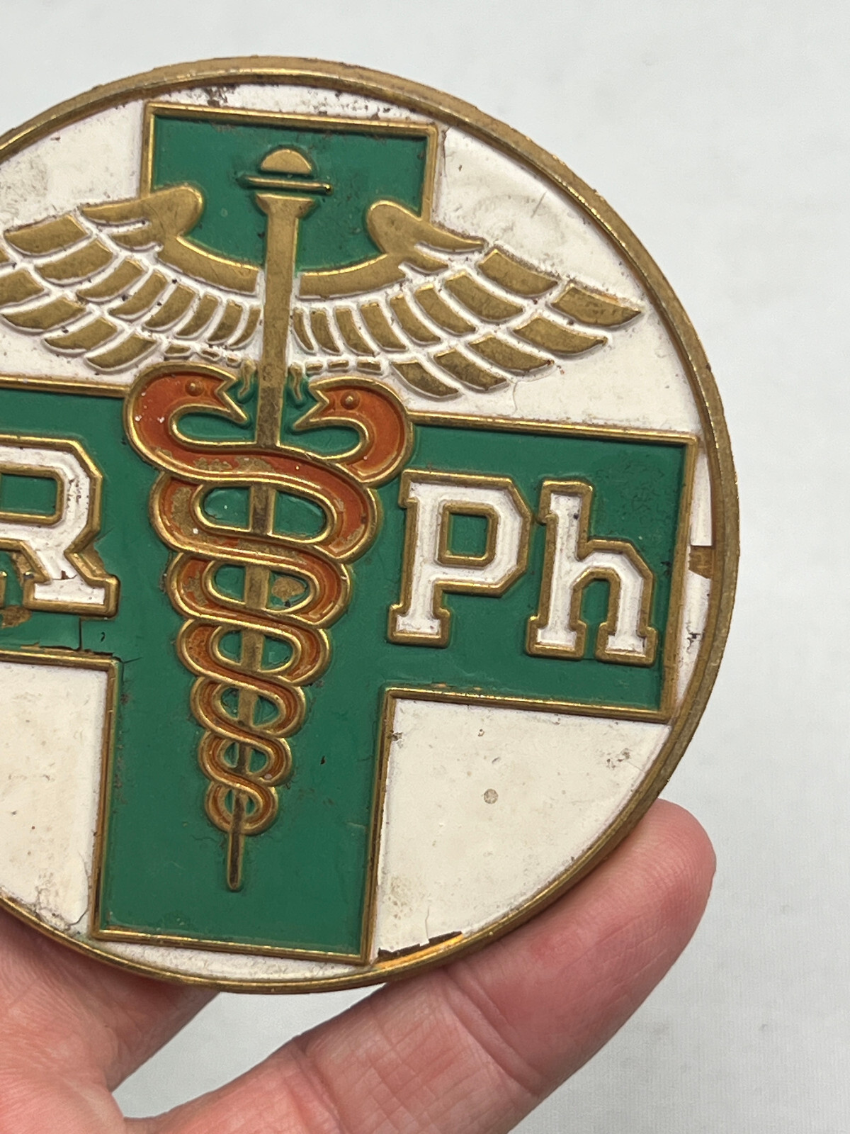 vtg Caduceus Pharmacist License plate topper doctor medical