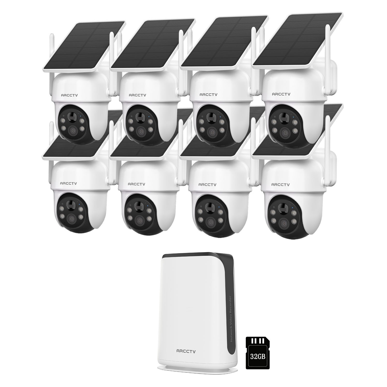 ARCCTV Security Camera System Solar Outdoor Wireless 360° PTZ Color Night Vision