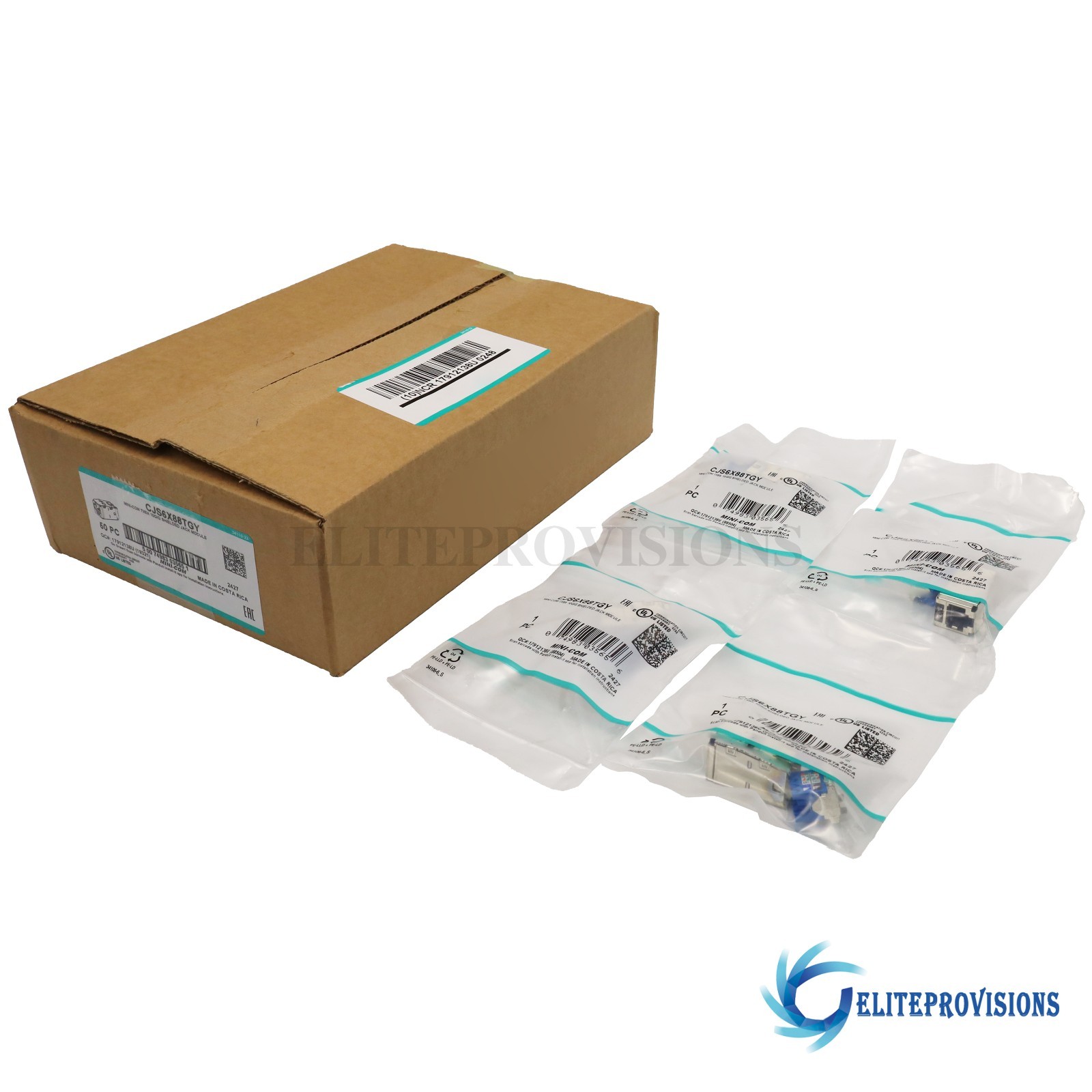 NEW 50PCS/Box Shielded Jack Module Fits For Mini-Com TX6A 10GIG CJS6X88TGY US