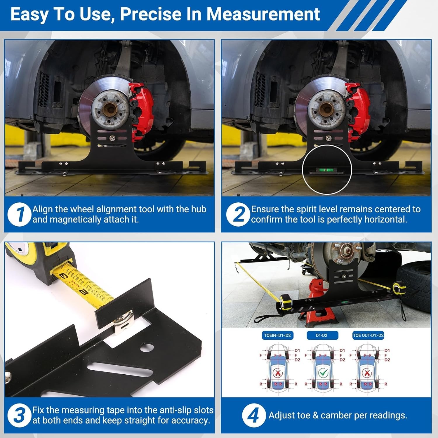 Wheel Alignment Tool Kit, 2 PCS Magnetic Measuring Tapes, Heavy Duty