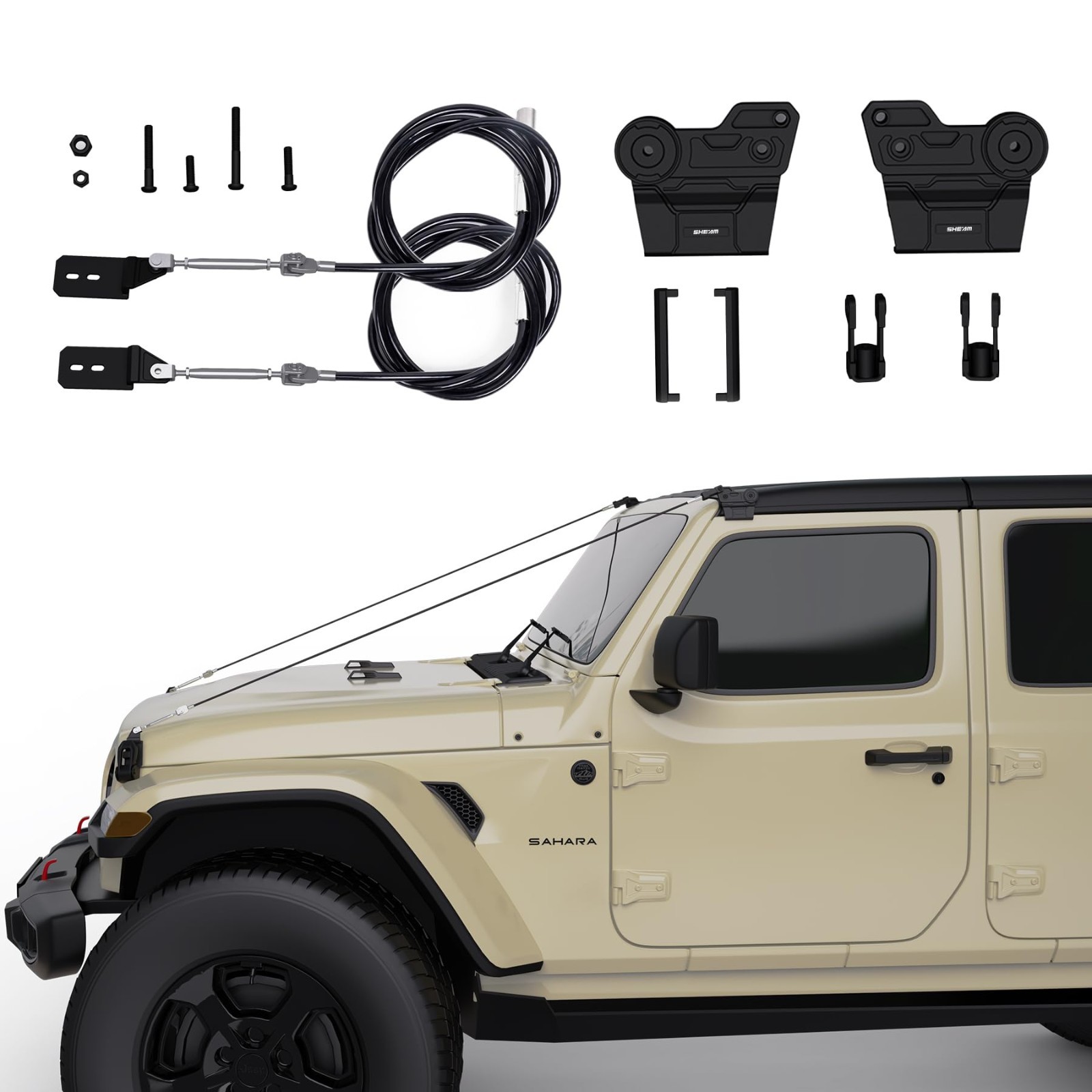 Adjustable Limb Risers Kit for Wrangler JL JT 2018-2025 - Windshield Protector,