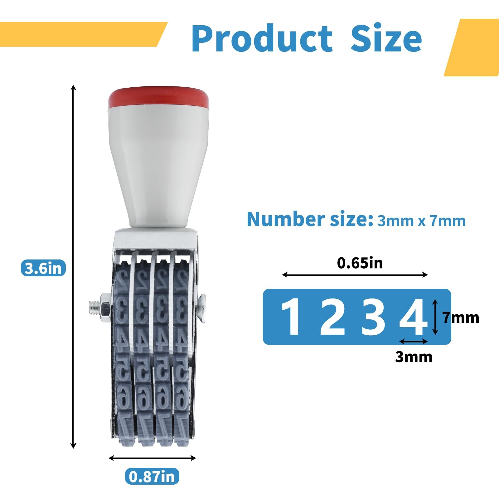 4 Digit Number Stamp by JPKTA,Rubber Changeable Office 4 Stamp, Grey
