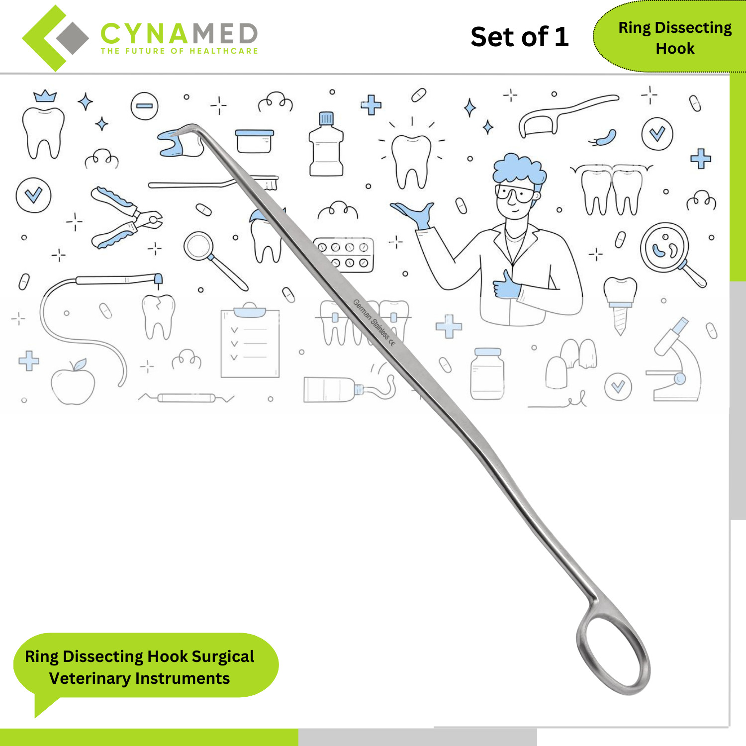 Cynamed Premium Ring Dissecting Hook Surgical Veterinary Instruments 10 inches