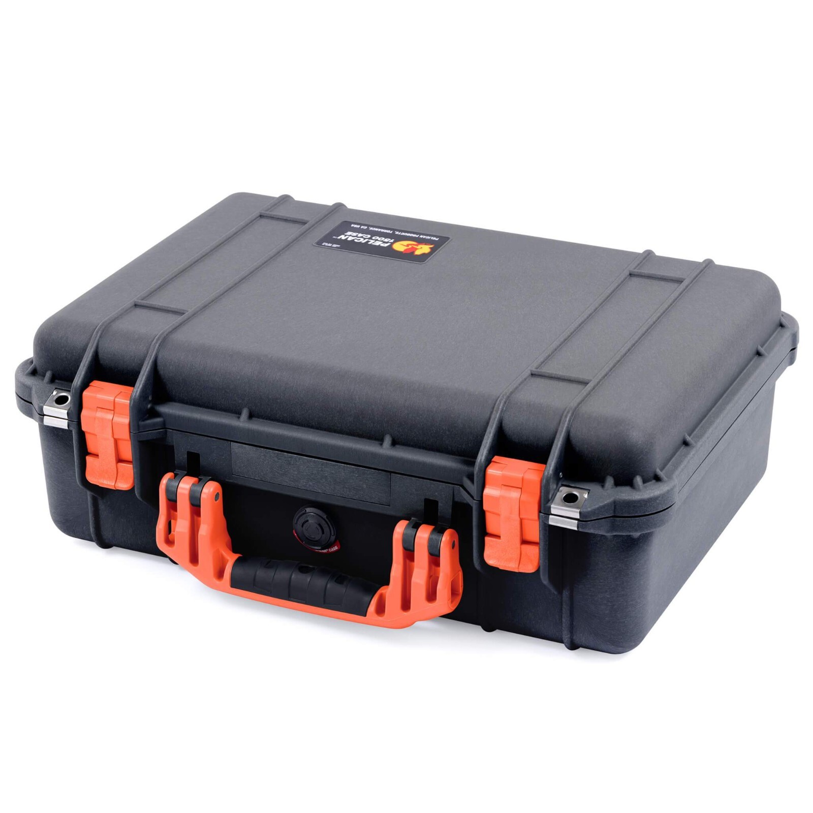 Black and Orange Pelican 1500 case with dividers.