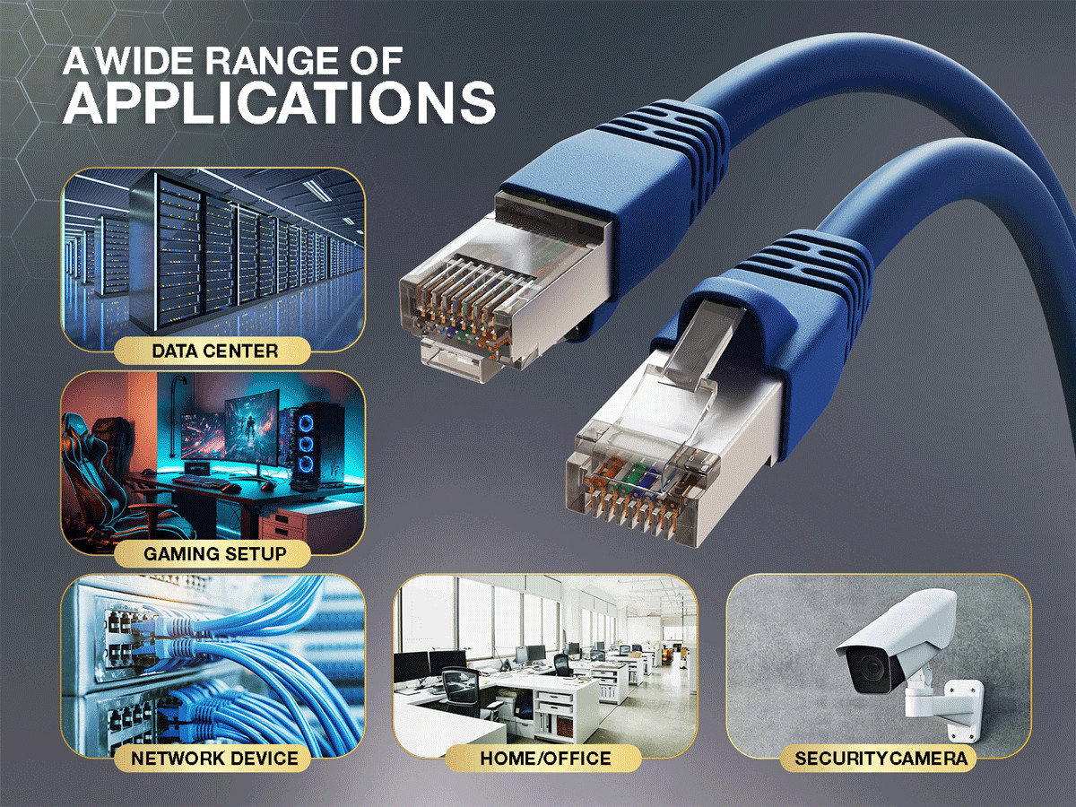 15ft Cat6a Shielded Ethernet Network Patch Cable STP Snagless 24AWG Bare Copp...