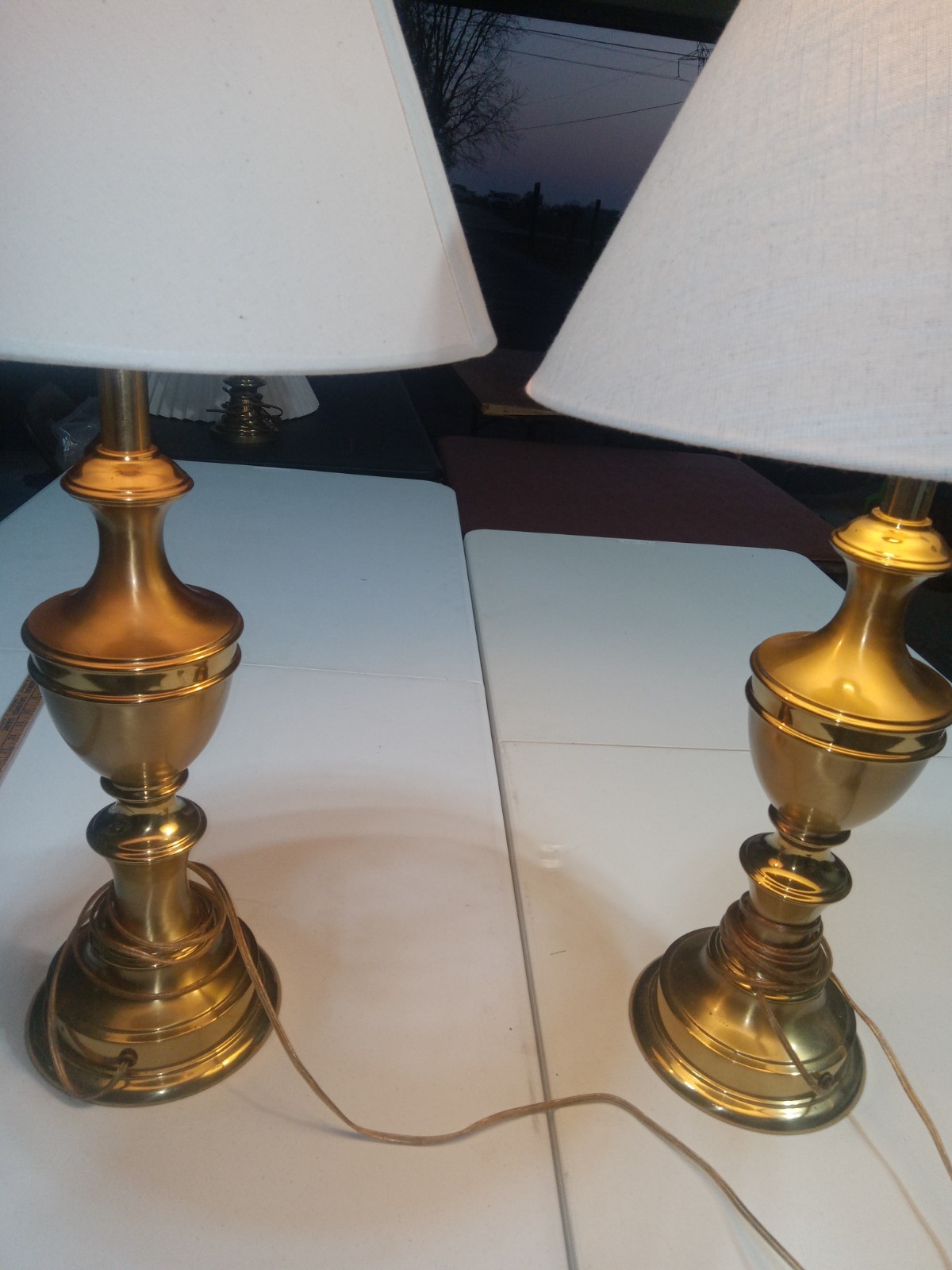 31"H solid brass lamp vintage electric tall heavy