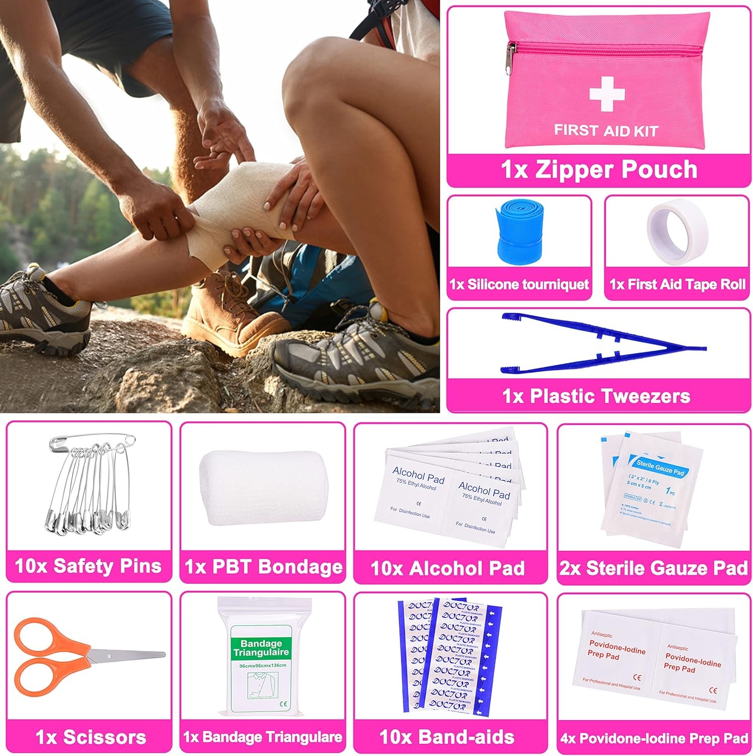 Pink Car Emergency Kit, Premium Roadside Assistance Set