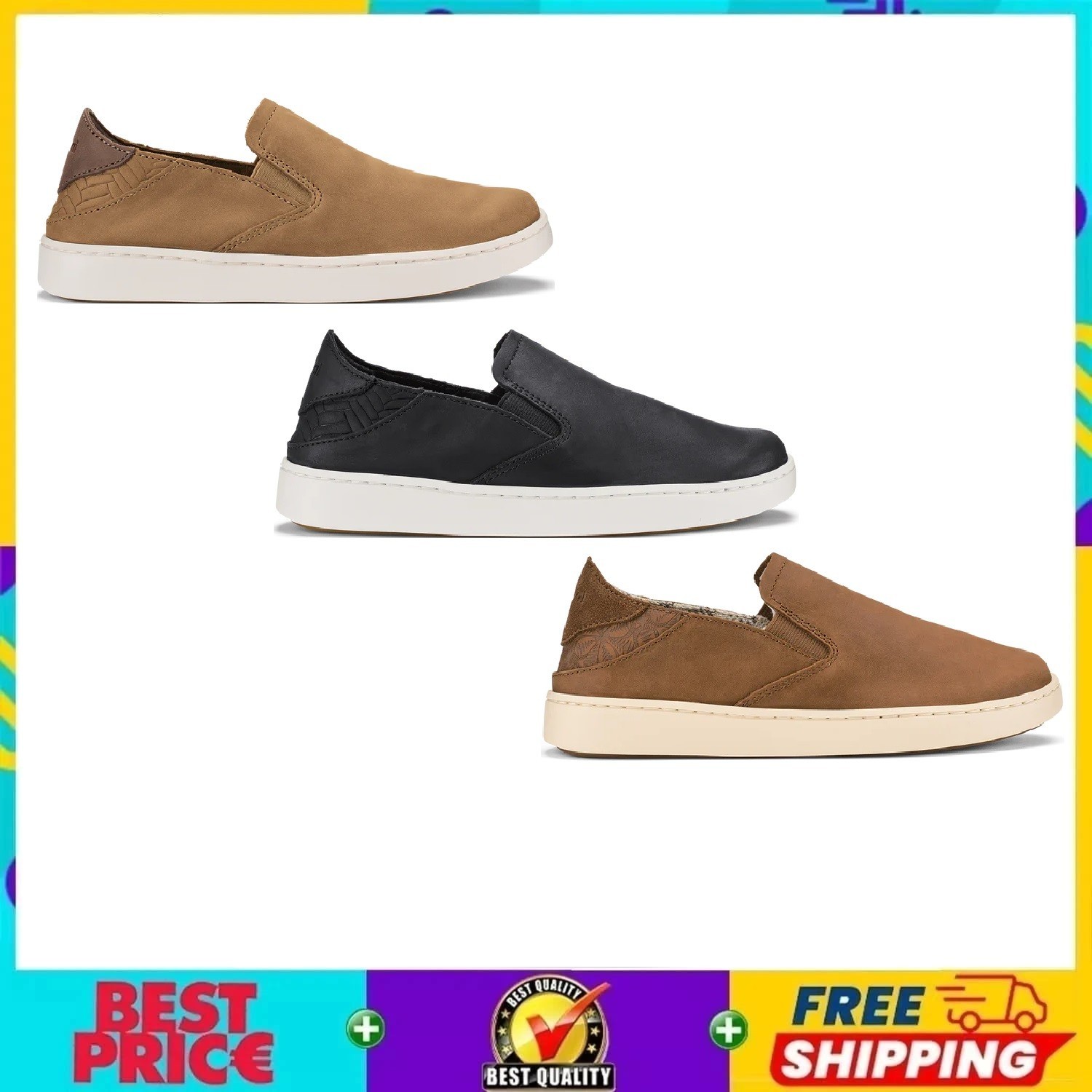 SALE Pehuea Leather Women’s Sneakers Slip-On Shoes - All Size - 100% Authentic