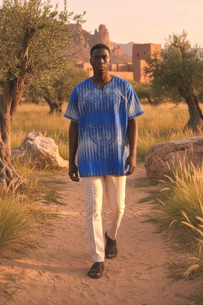 African Dashiki Cotton Multicolor Embroidered Short Sleeve Shirt One Size Fit