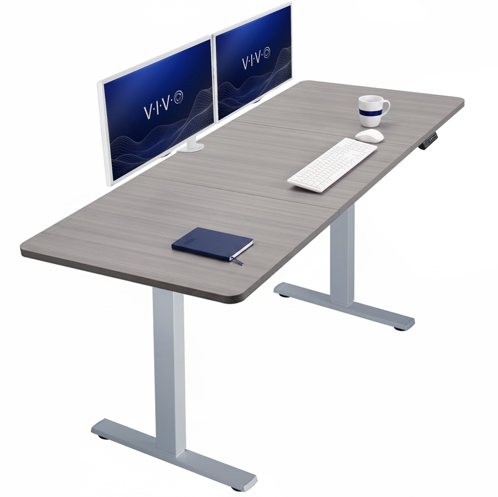 VIVO Electric 71” x 30” Stand Up Desk, Dark Gray Table Top, Gray Frame