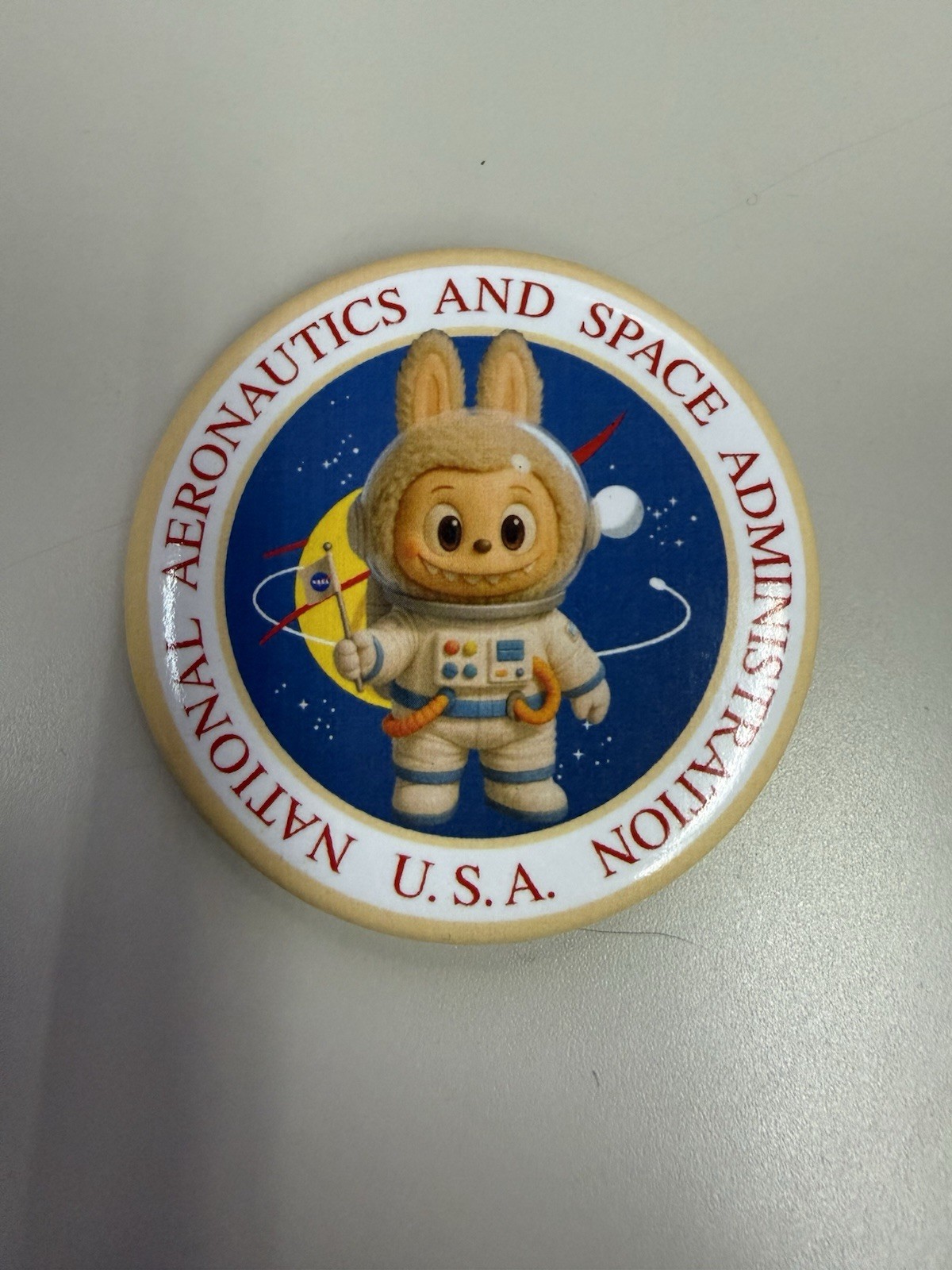 NASA Labubu Button Pin