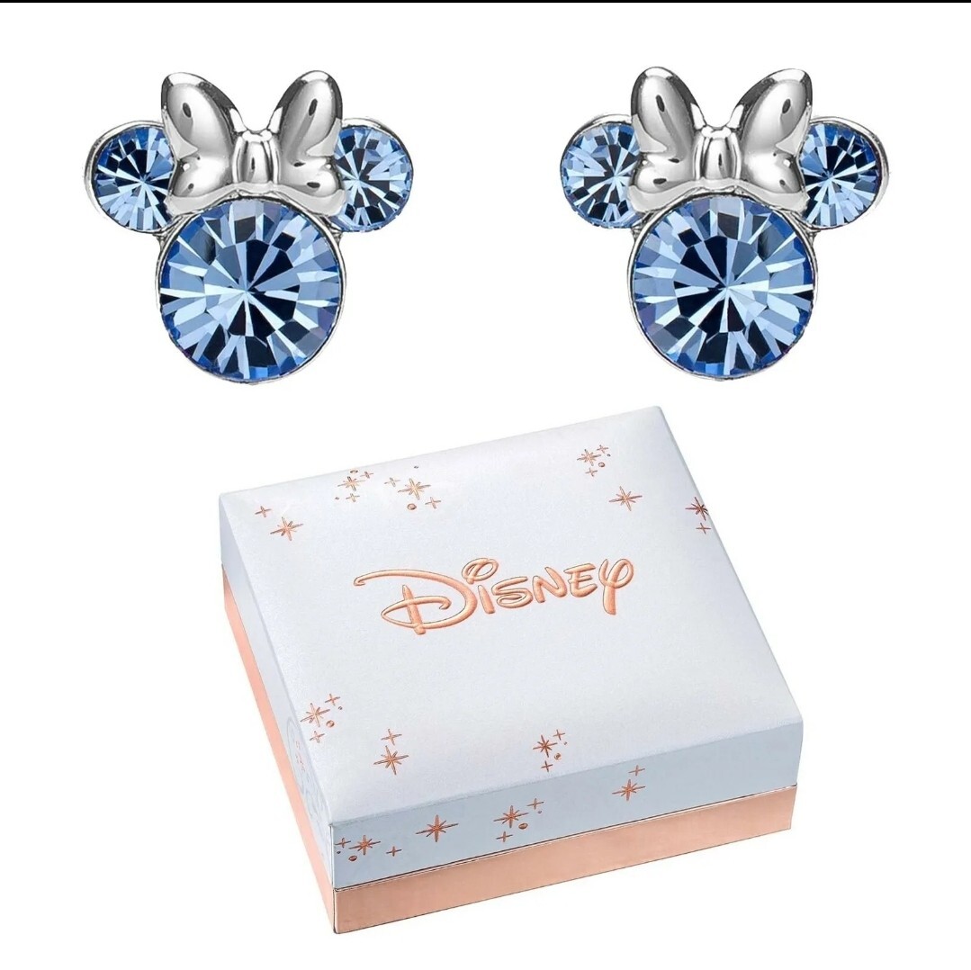 New With Gift Box! Disney's Minnie Mouse Blue Crystal Stud Earrings, MSRP $50