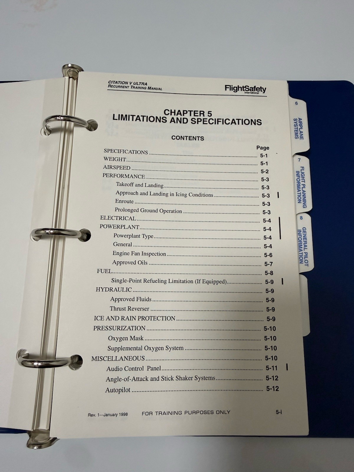 FlightSafety Citation V Ultra Recurrent Training Manual