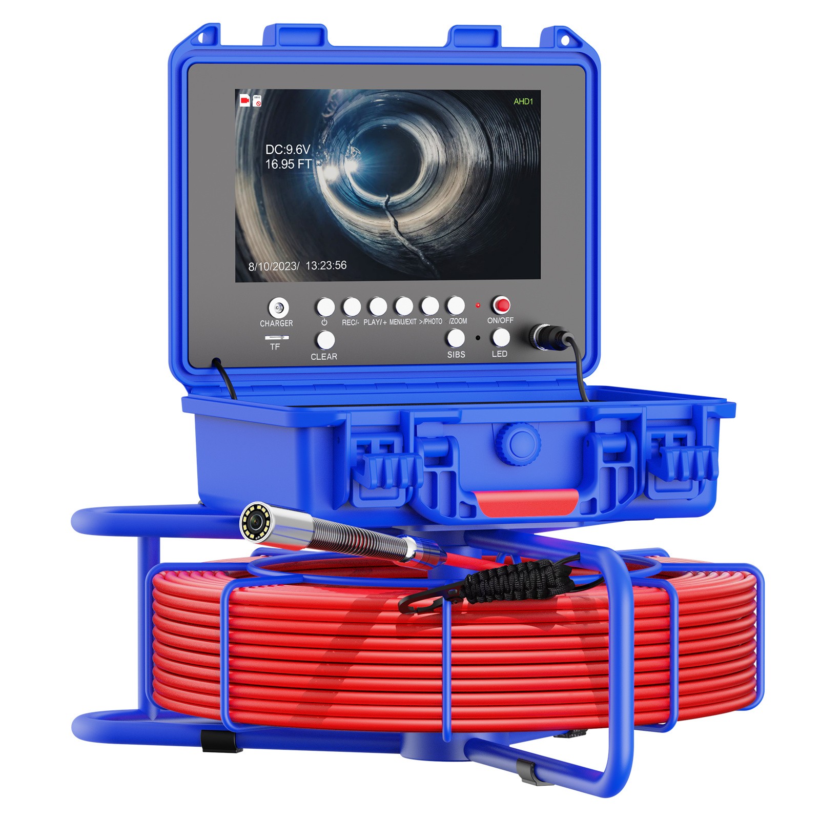 30M/50M Pipe Inspection Camera with 512hz Self Level Drain Sewer Camera HD 1080P