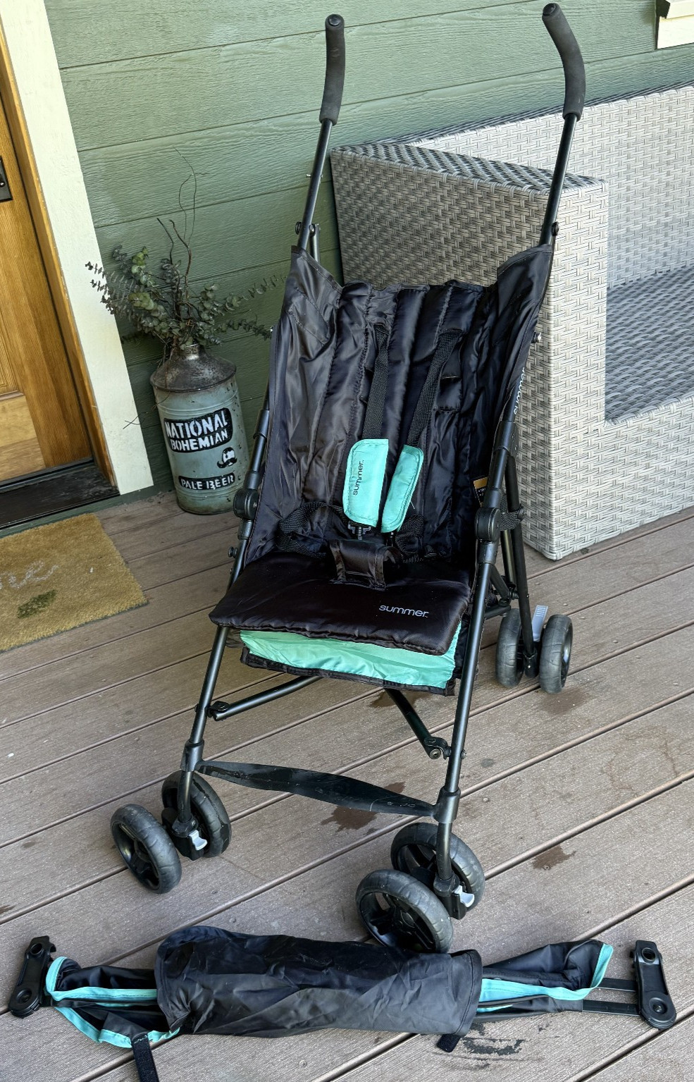 Summer Infant 3DGo Convenience Stroller, Black/Teal - Lightweight Stroller